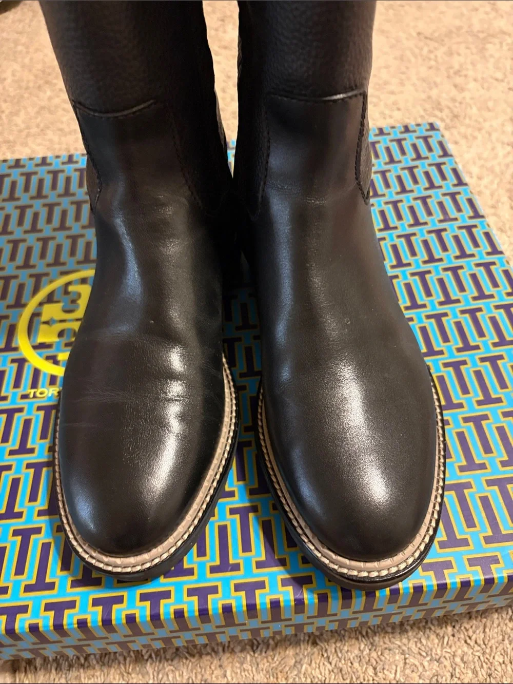 Tory Burch Dark Brown Tall Leather Zip Riding Boots